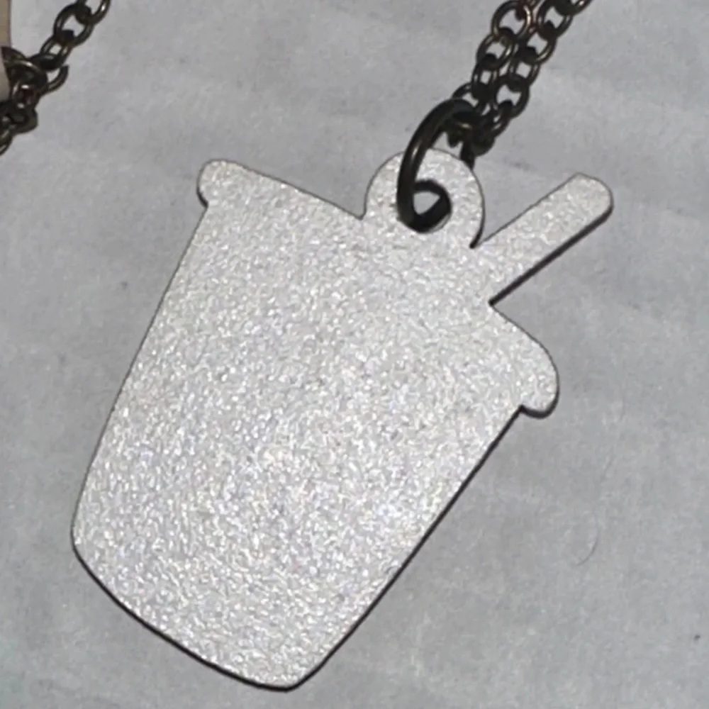 Boba Tea Necklace - White and Pink Hand cut wood